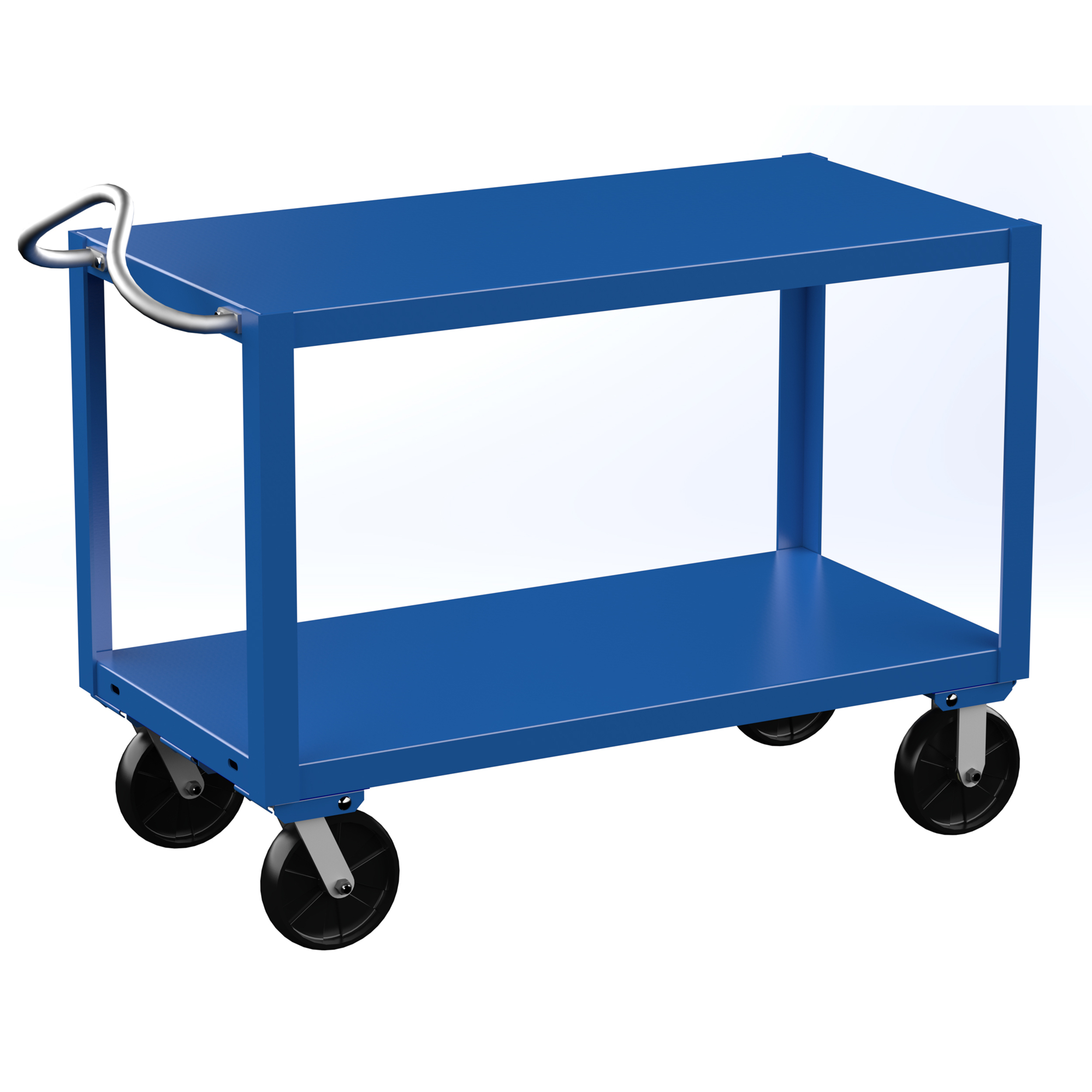 Vestil Heavy-Duty Steel Platform Cart — 24in. x 48in., 4000-Lb. Capacity, Ergo Handle, GFN Casters, Blue, Model# DH-PH4-2448
